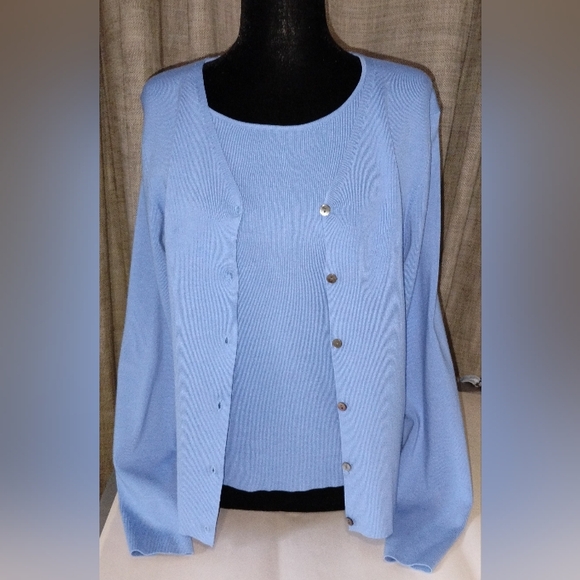 Charter Club Silk Blend Cardigan Sweater 2 Piece Set Petite Medium - Picture 7 of 14